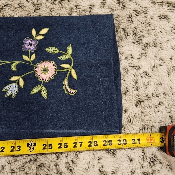 Escada Vintage EU 38 Hippie Boho Floral Dopamine Straight Leg Blue Jeans - Picture 9 of 13